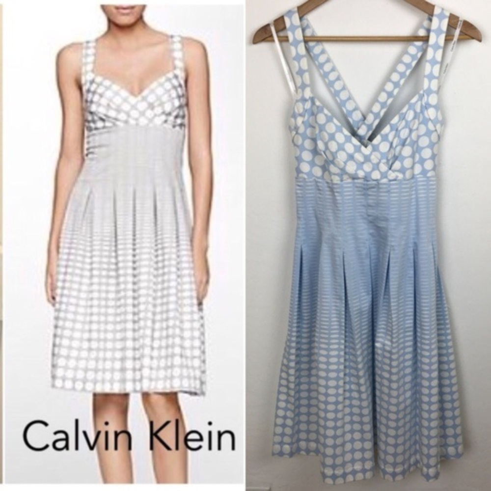 Calvin Klein Polka Dot Print Midi Length Dress
